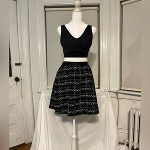 Alice + Olivia Black White Tweed Plaid High Waist Mini Skirt Size 8